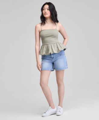 Women's Cotton Bubble-Hem Strapless Top, Exclusively at Macy's