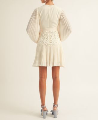 Women's Jules Lace-Trim Blouson-Sleeve A-Line Dress