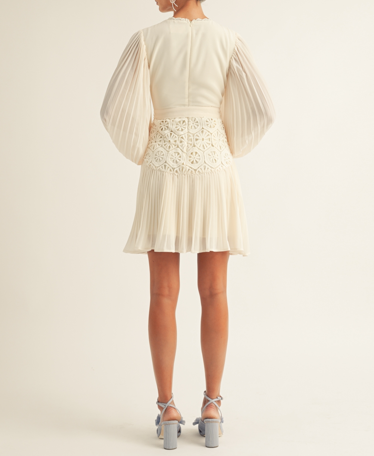 Arose Studio, Inc Women's Jules Lace-trim Blouson-sleeve A-line Dress In Cream