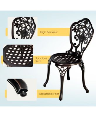 3PCS Cast Aluminum Patio Bistro Set Outdoor Table & Chairs Furniture Set