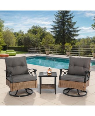Streamdale 3pc Outdoor Swivel Rocker Set, Table, 2 Chairs, 350lb Cap