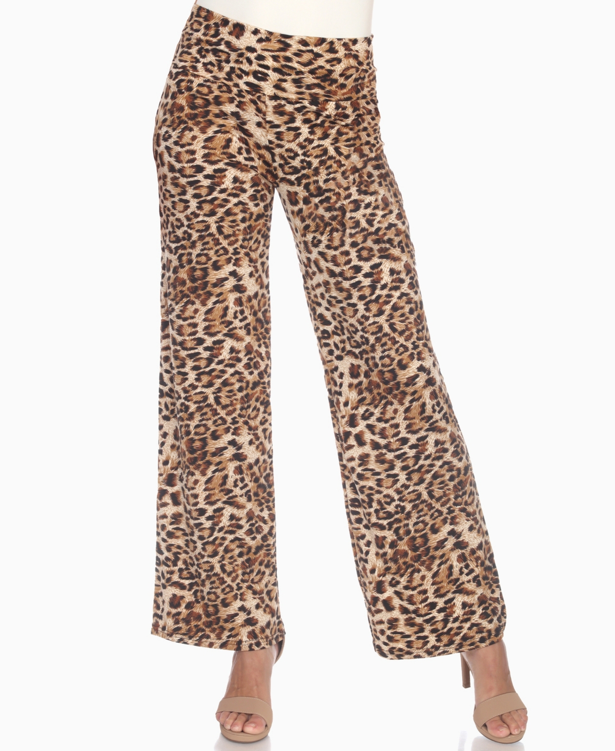 Women's Cheetah Print Wide Leg Pants - Brown