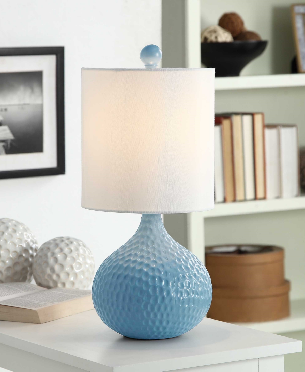 Shop Stylecraft Home Collection 16.5" Contemporary Ceramic Table Lamp In Blue
