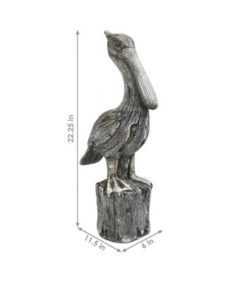 Outdoor Polystone Nautical Pelican's Perch Garden Patio Lawn Landscape Statue - 22" - Gray