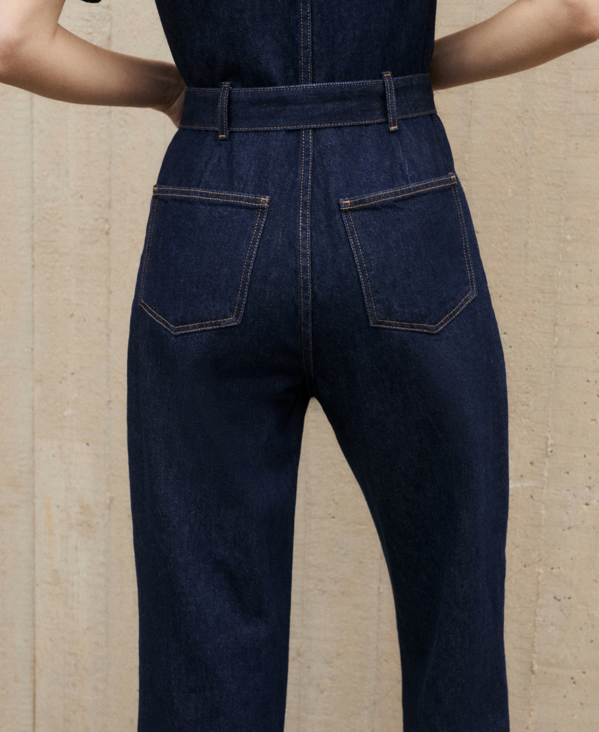 Mango Women's Short-sleeved Denim Jumpsuit In Open Blue