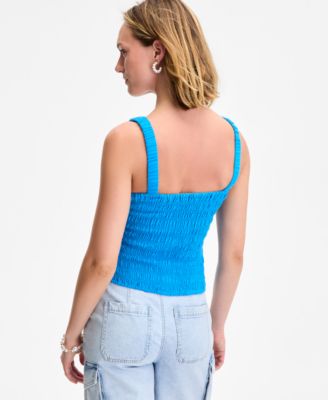 Women's Cotton Gauze Smocked Tank, Exclusively at Macy's