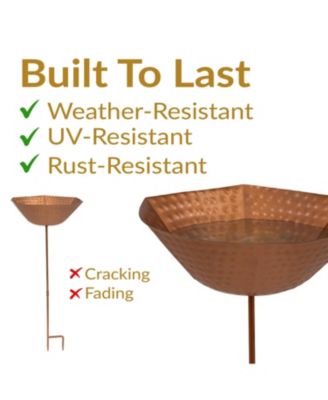 Outdoor Staked Metal Bird Bath - Copper UV-Resistant Finish - 34.25" H