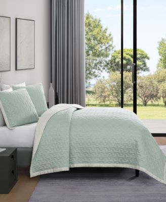 100% Cotton Sateen 3 Piece Textured Quilted Queen Size Coverlet Set