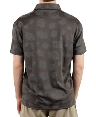 Men's Short Sleeve Two-Tone Leaf Print Polo Shirt