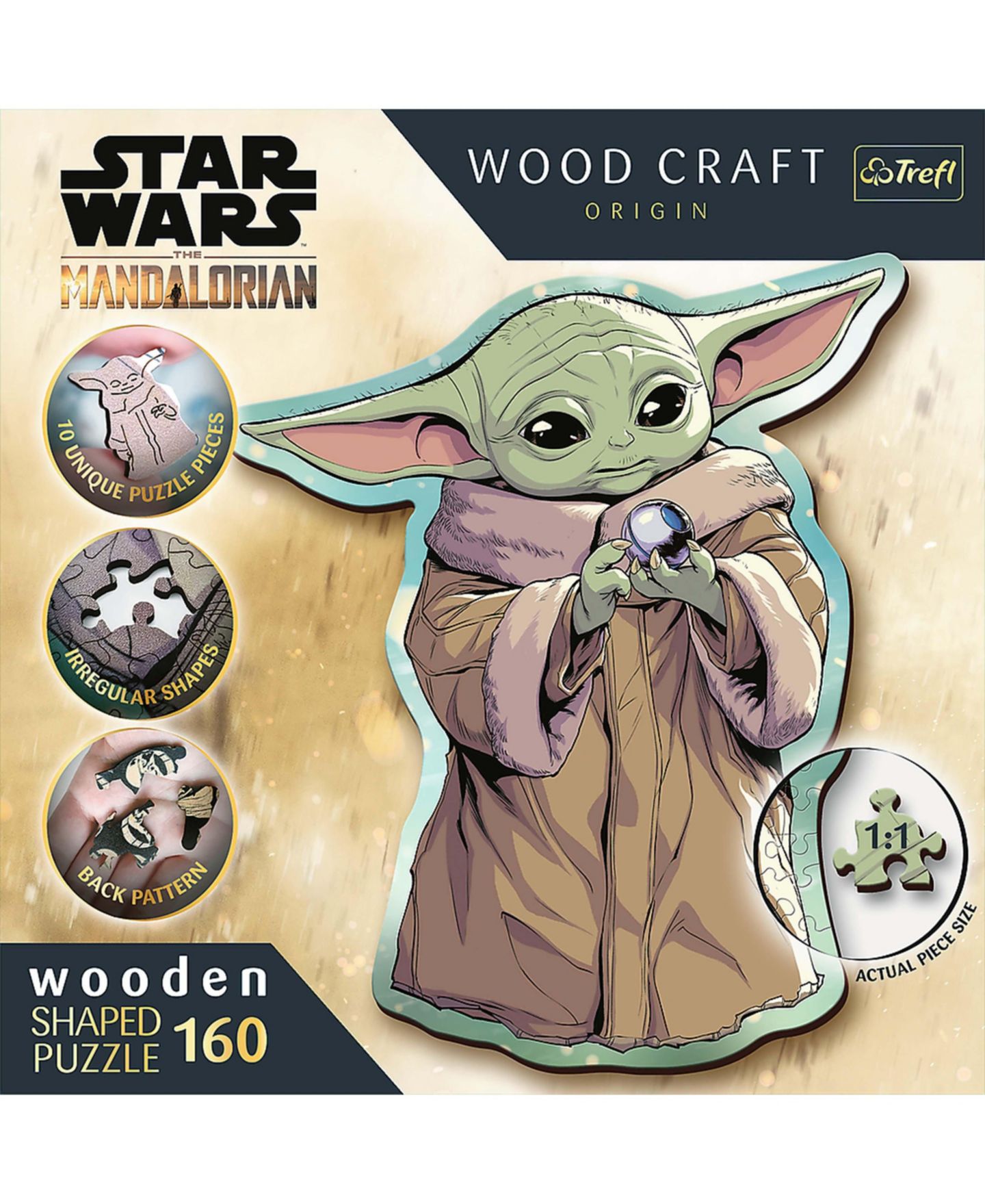 Детский пазл Trefl Star Wars Grogu 160-Piece Wooden Puzzle, Ages 12+ — фото 3