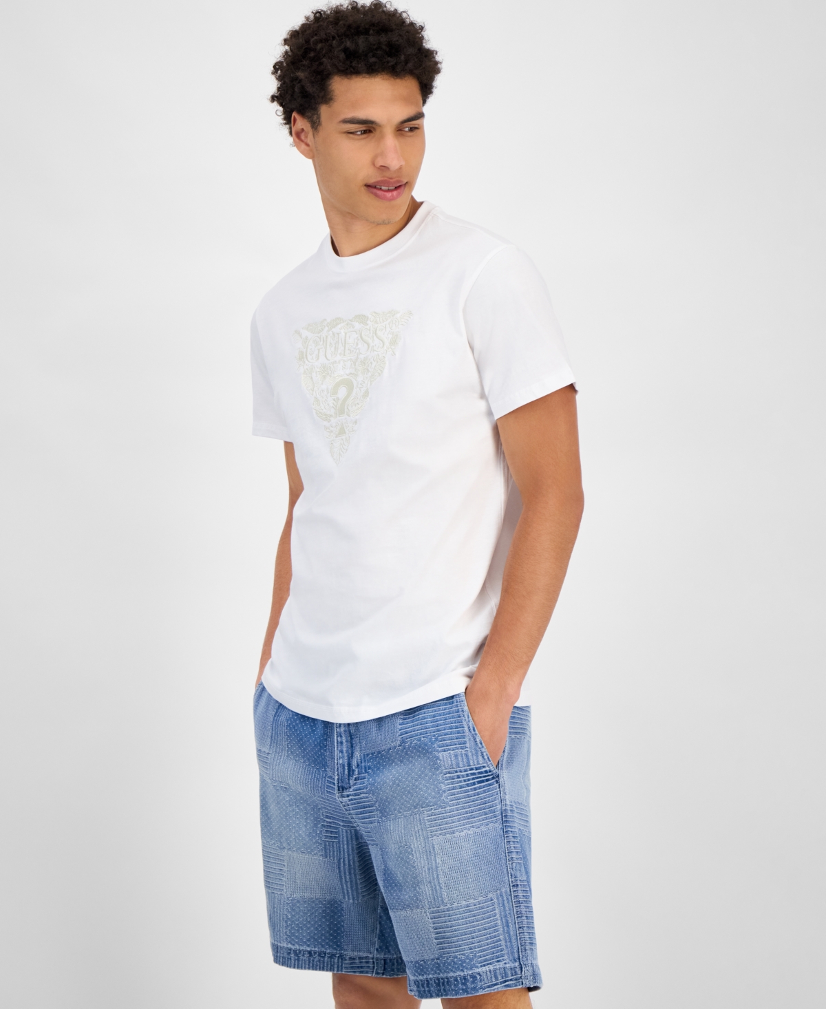 Men's Embroidered Floral Logo Graphic T-Shirt - Jet Black A996