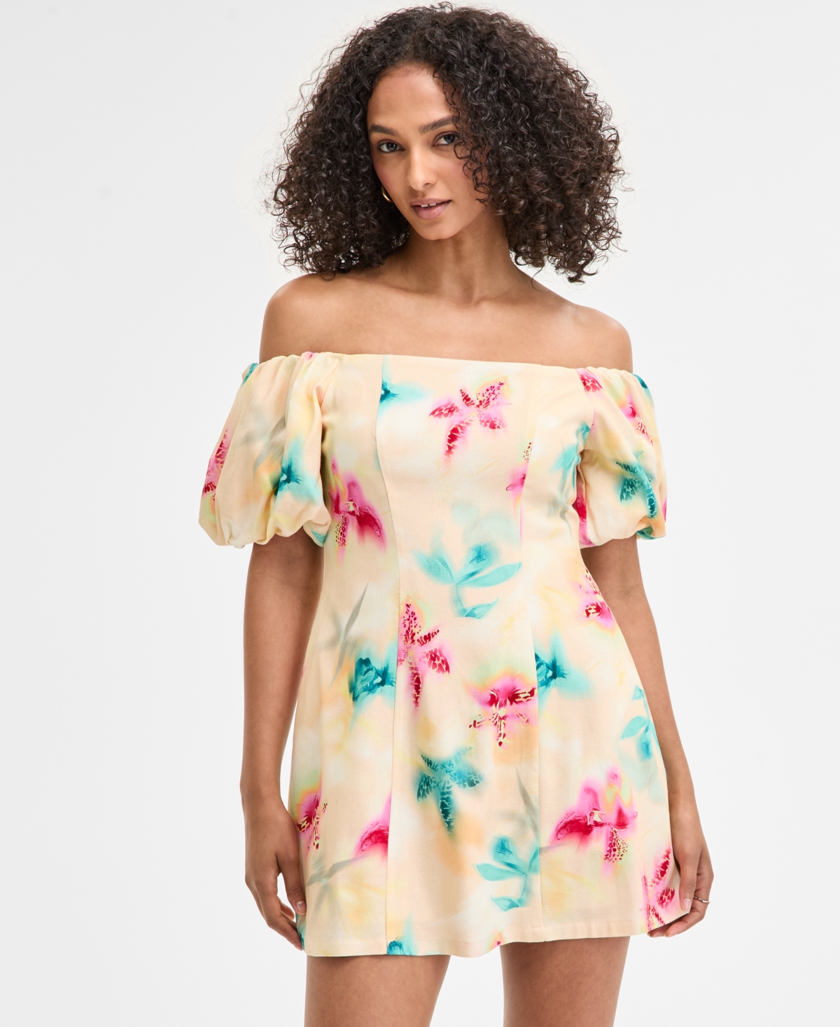 Bar Iii Women's Printed Off-the-shoulder Mini Sheath Dress, Exclusively At Macy's In Multi