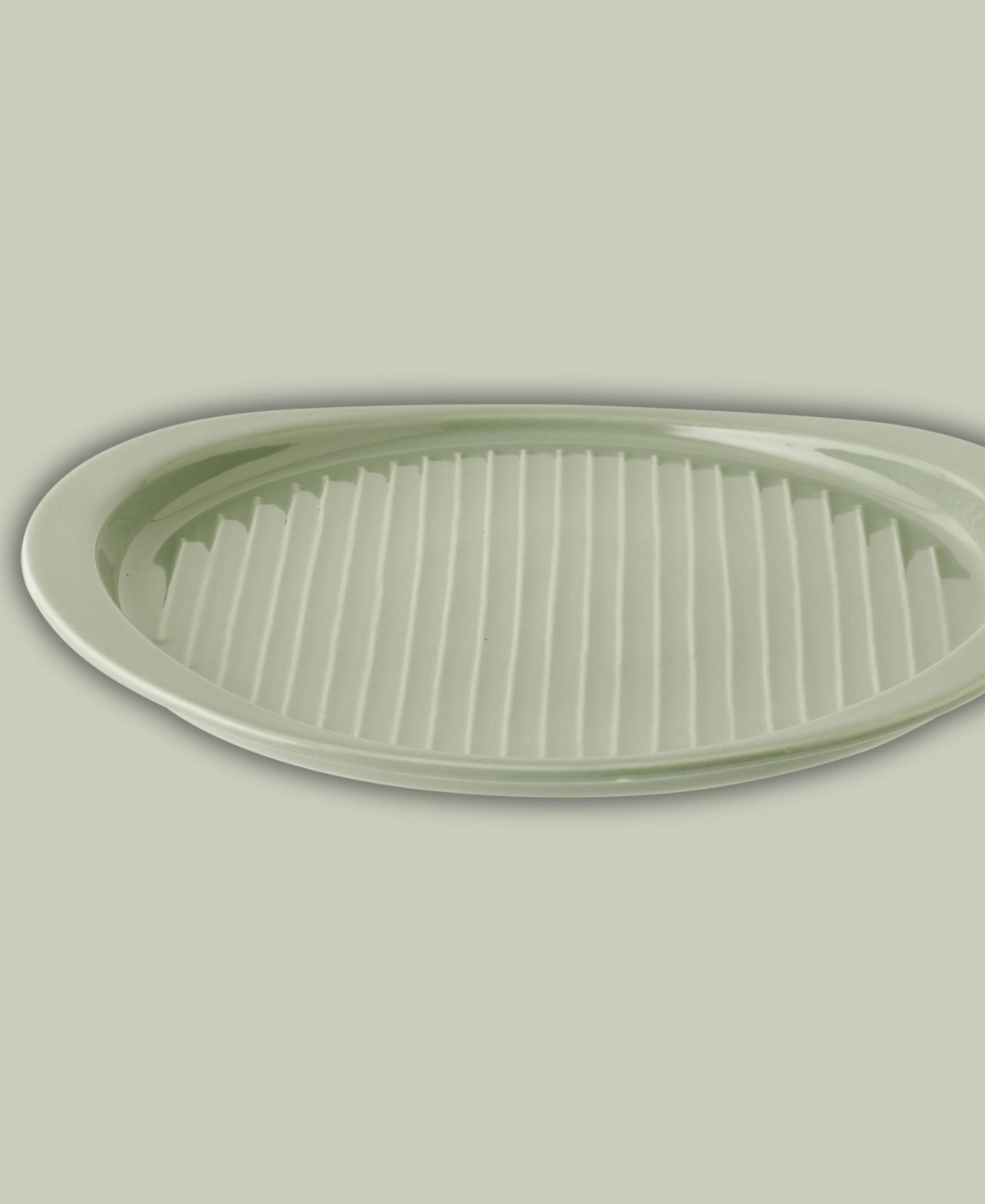 Berghoff Balance 15.75" Stone Ribbed Pizza Tray In Sage