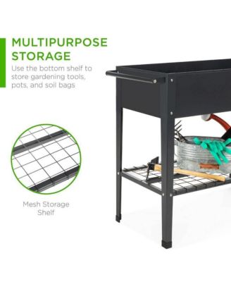 Metal Raised Garden Bed Planter Cart on Wheels 37-inch x 15-inch