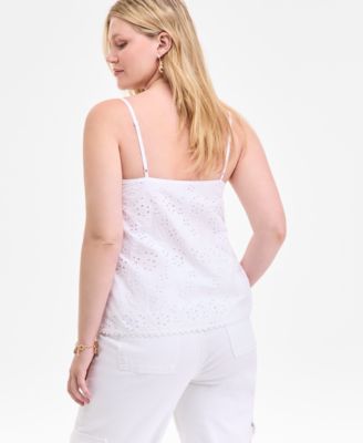 Women's Eyelet Scalloped-Trim Tank, Exclusively at Macy's