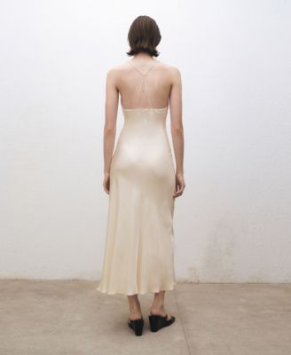 Women's Draped Neckline Silk Dress