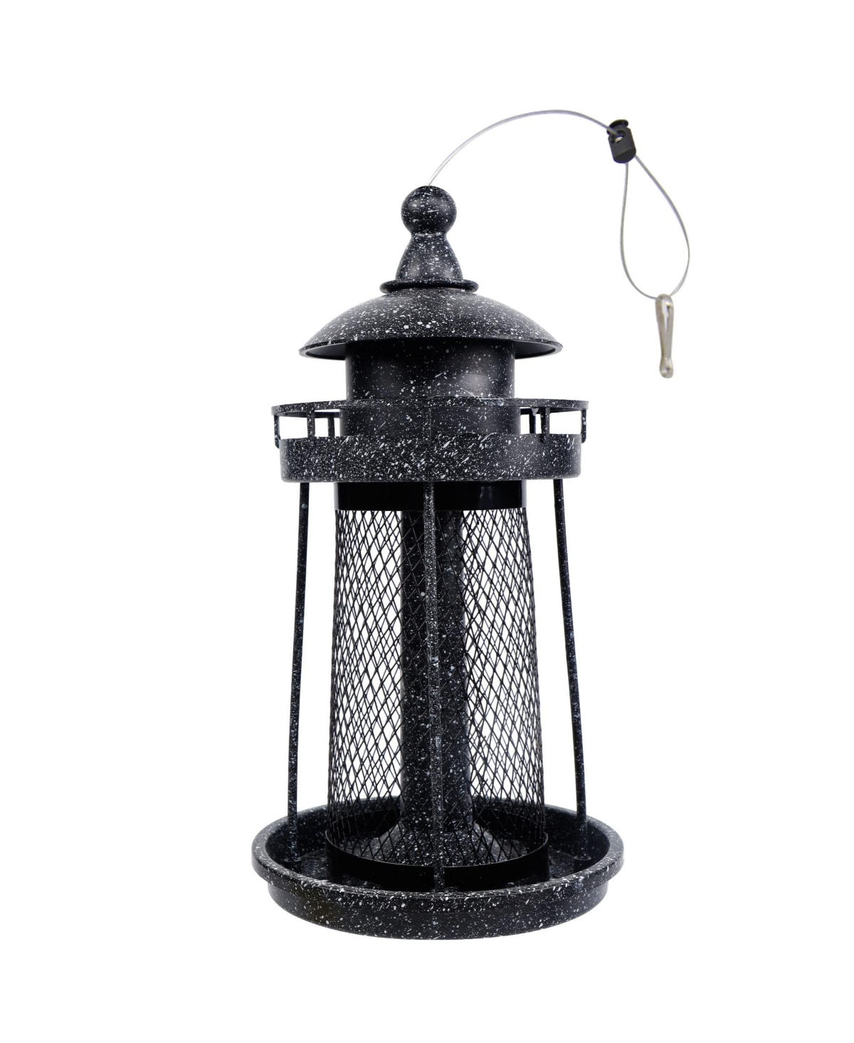 Hanging Wild Bird Feeder Panorama Gazebo Lighthouse Design - Black