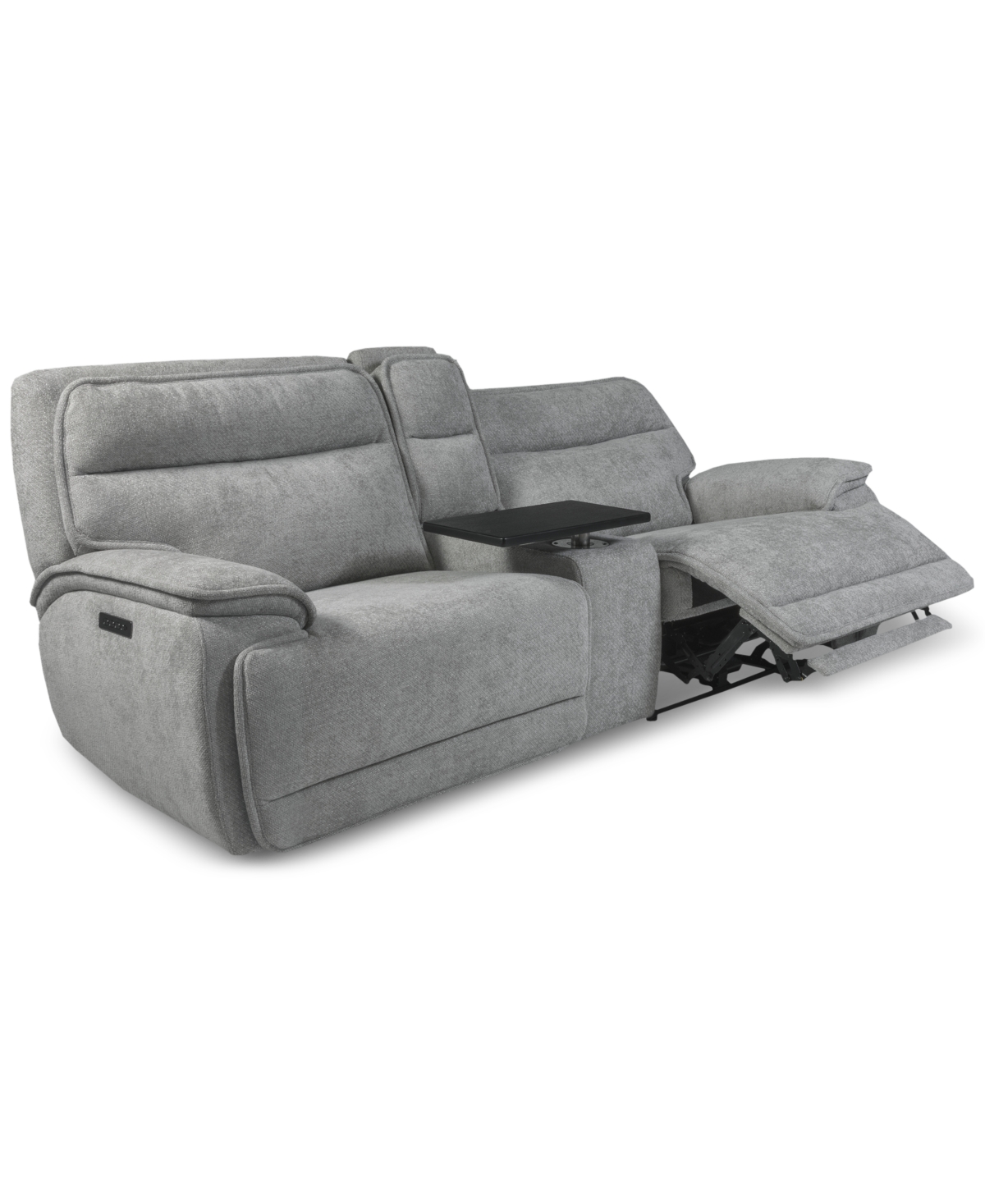 Macy's Ozryn 3-pc. Fabric Sofa With Console And 2 Power Motion Chairs, Exclusively At  In Silver