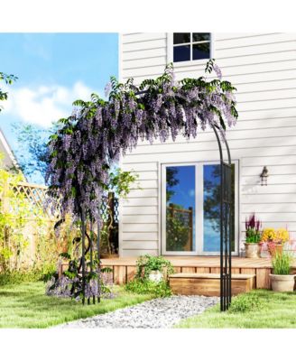 7.3ft Steel Garden Arch Trellis, Garden Arbor for Climbing Plants