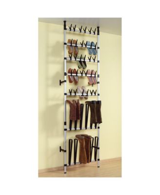 Telescopic Shoe Rack with Rods Aluminum
