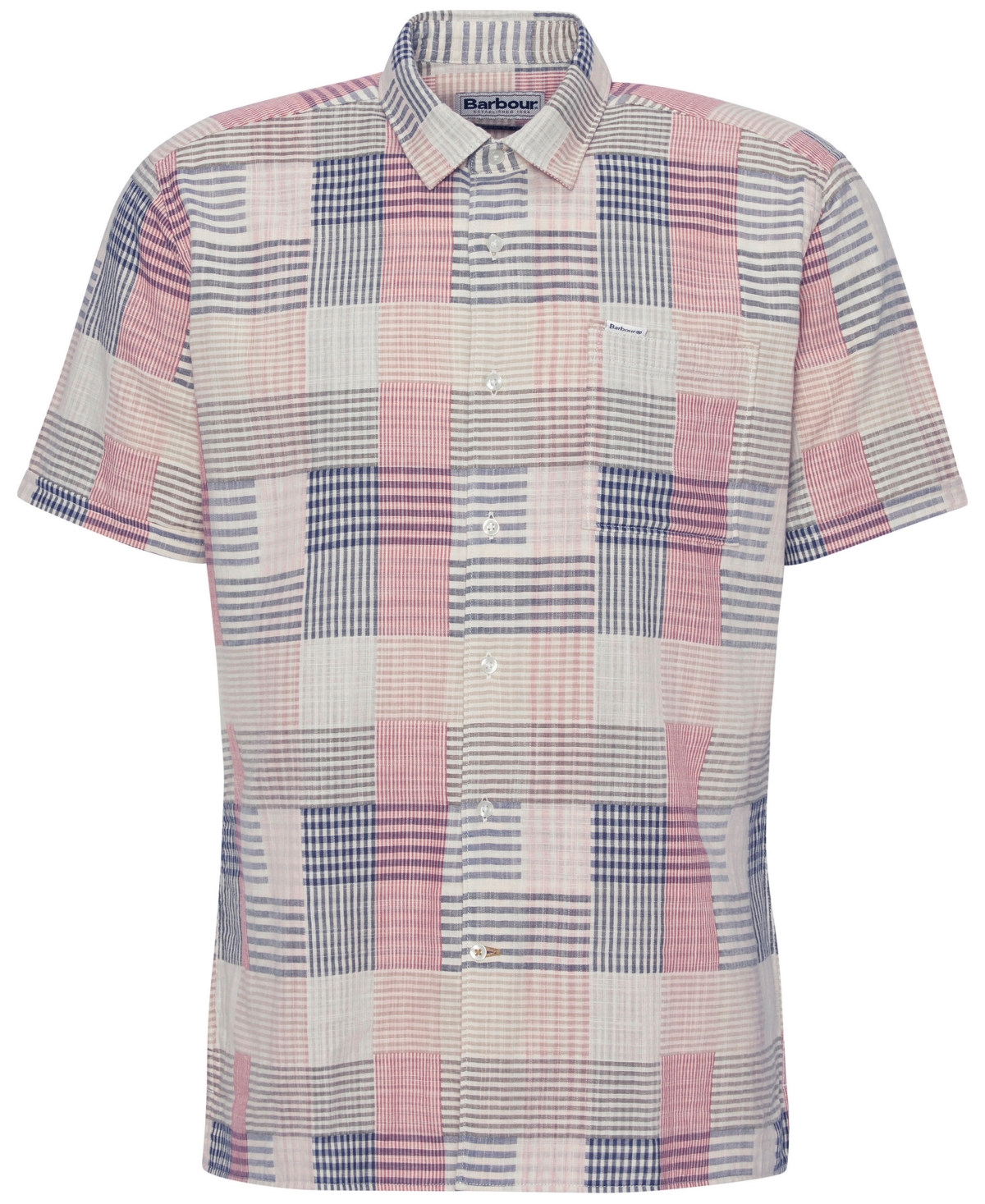 BARBOUR MEN'S OAKSHORE SHORT SLEEVE PATCHWORK BUTTON-FRONT SHIRT 