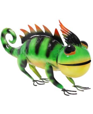 Greg and Gary the Green Chameleons Indoor/Outdoor Statues - Iron Construction - Green - Set of 2