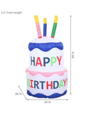 4-Foot Happy Birthday Cake Inflatable Decoration - Fan Blower and LED Lights