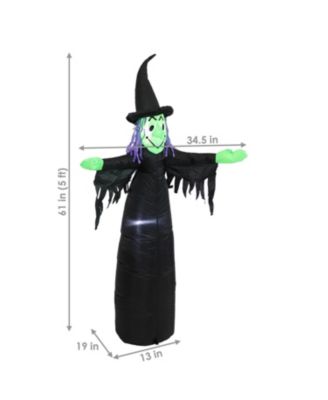 Outdoor Wendolyn the Wicked Witch Self-Inflating Halloween Inflatable Yard Decoration with LED Lights and Built-In Fan - 5'