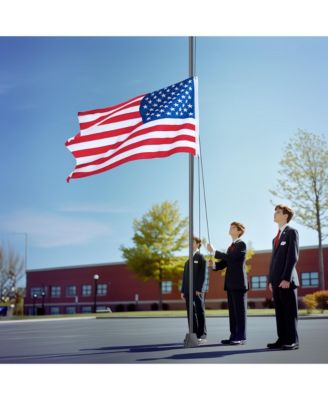 Bravery 30Ft Sectional 13Gauge Aluminum Flag Pole Kit with 136 LED Solar Light US Flag Top Outside House Outdoor