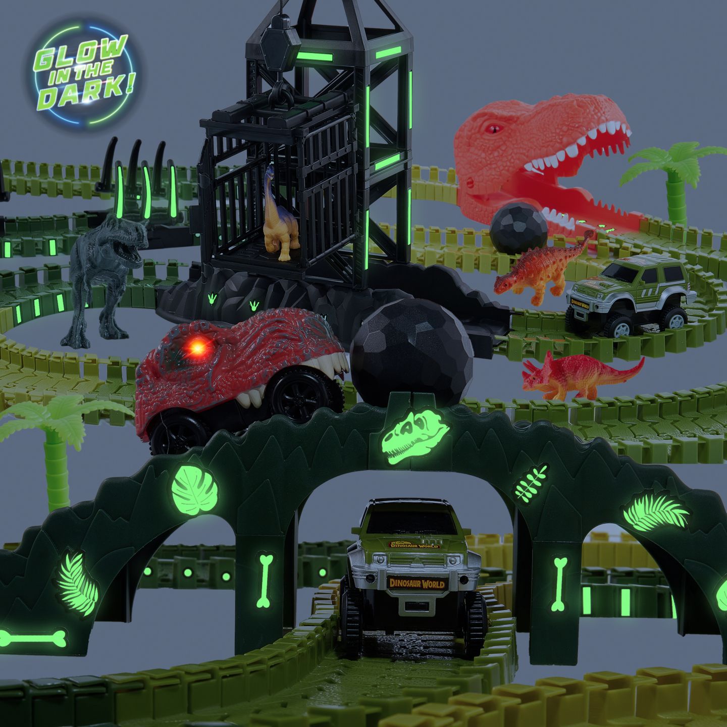 Детский конструктор USA Toyz Dinosaur Dash 225-Piece Glow-in-the-Dark Stem Building Set, Ages 3+ — фото 10
