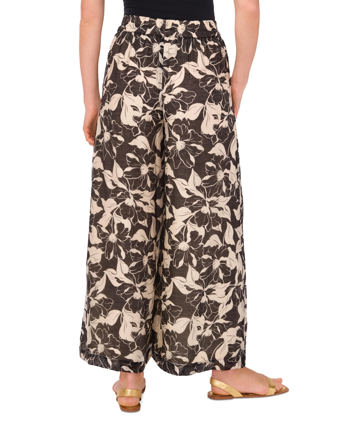Shop Vince Camuto Women's Vine-print Wide-leg Pull-on Pants