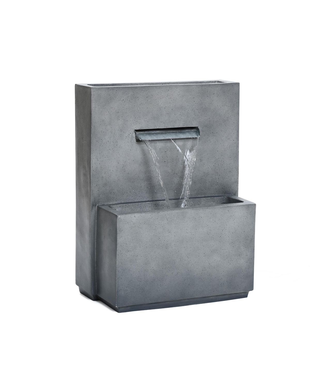 Cascading Gray with Speckled Black Rectangle 26-Inch Tall Resin Garden Fountain with Planter - Gray