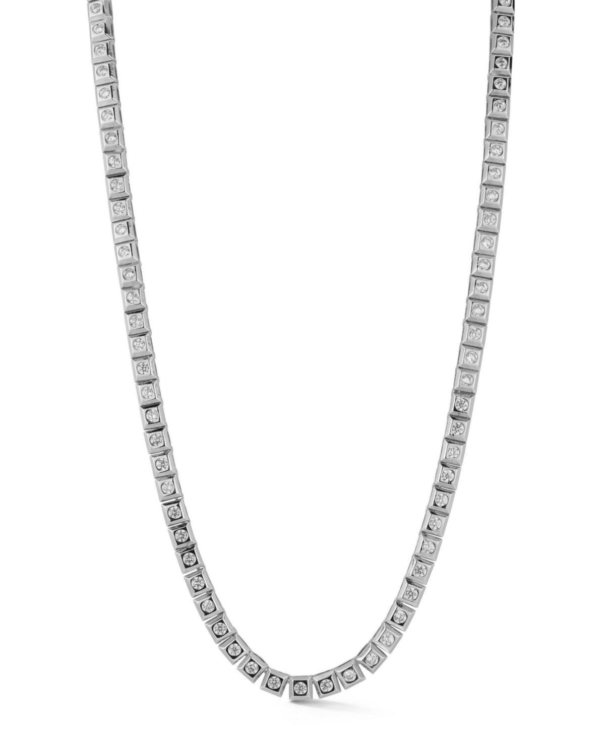 Rhodium Plated Square Tennis Chain Necklace - Gold