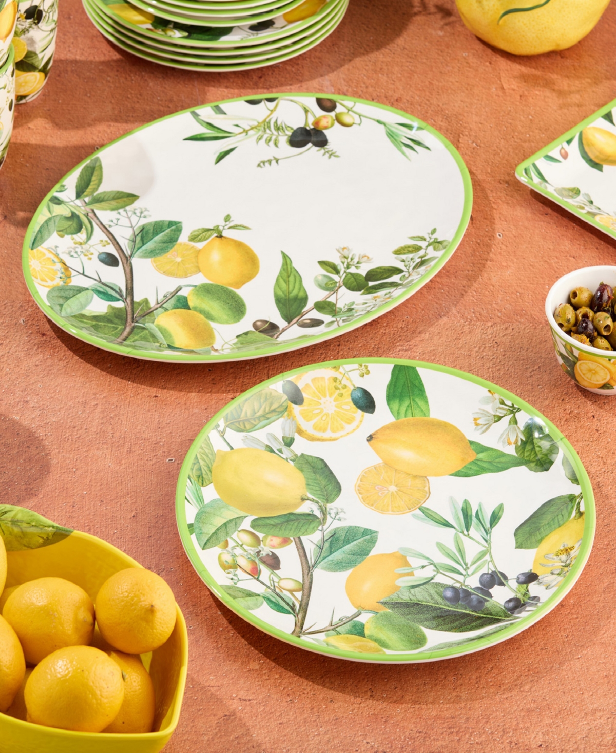 Certified International Limone Melamine 2pc Platter Set Round Platter In No Color