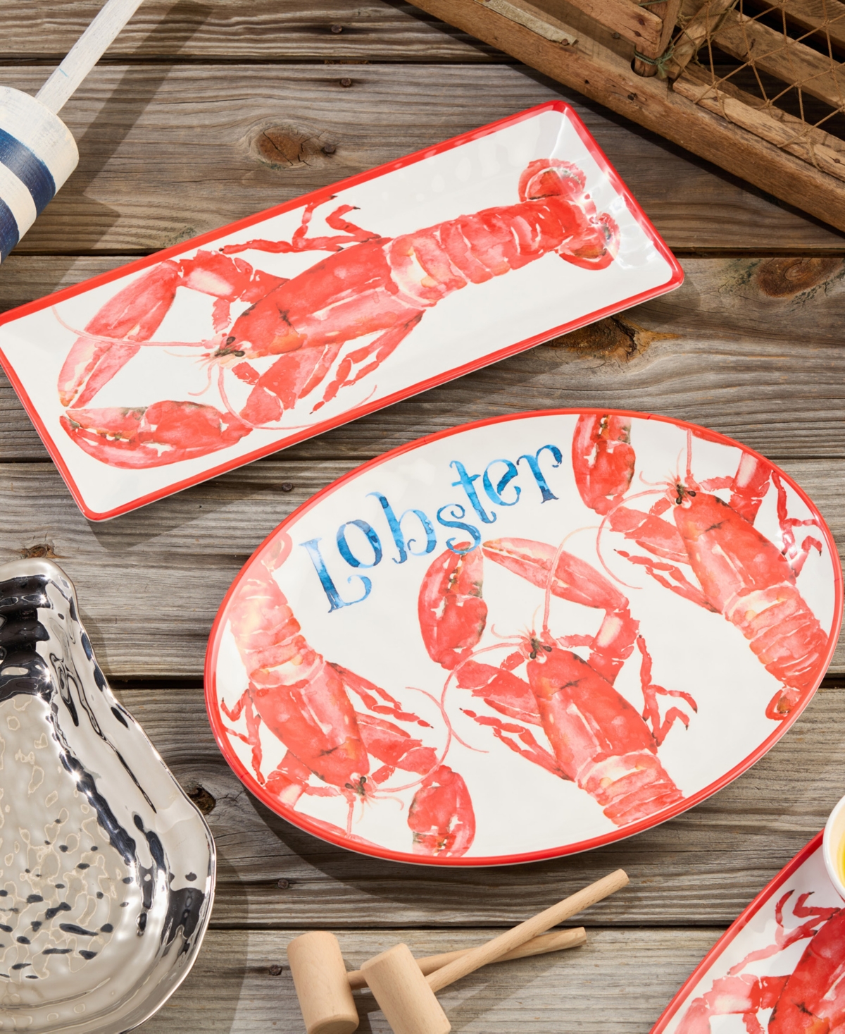 Certified International Beach House Lobster Melamine 2pc Platter Set In No Color