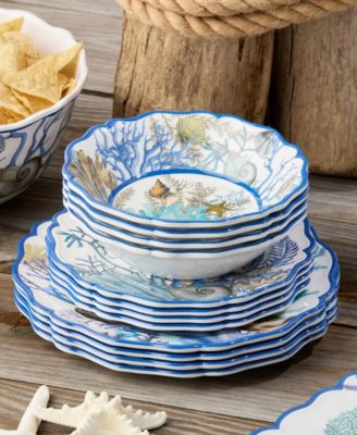 Blue Lagoon Melamine 12-Pc. Dinnerware Set, Service For 4