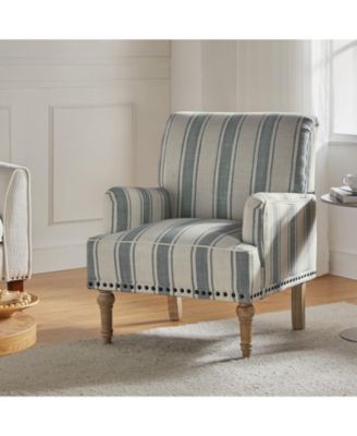 Arching Armchair with Solid Wood Legs and Nailhead Trim