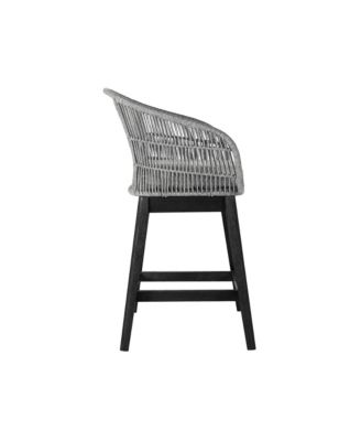 Solid Wood Bar Height Chair with Footrest – Low Back Outdoor Seating for Relaxation