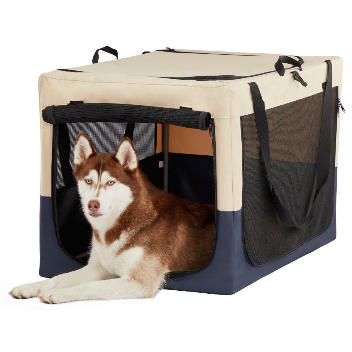 Adjustable Fabric Cover by Spiral Iron Pipe, Strengthen Sewing Dog Travel Crate 3 Door Design