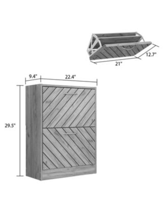 The yellow 2-door wooden shoe cabinet and fashionable shutter door design, sturdy and durable, efficient and stored, and enhance the aesthetics of the home,shoe rack