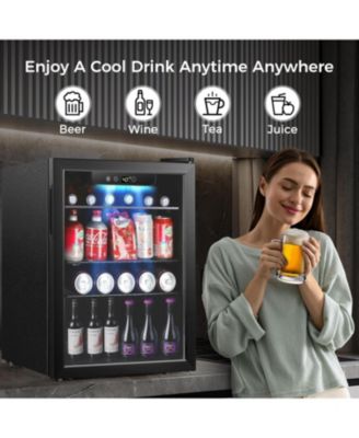 24-Bottle Wine Cooler with Glass Door, Quiet Compressor, Adjustable Temp, Freestanding Mini Bar Fridge.