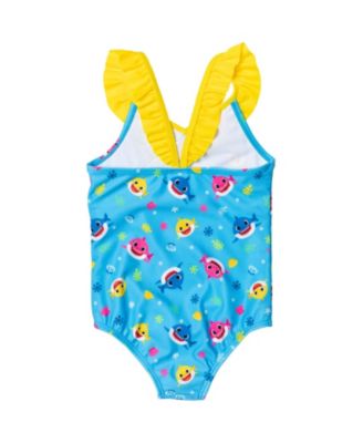 Baby Girls Shark Shark Crossover One Piece Bathing Suit to