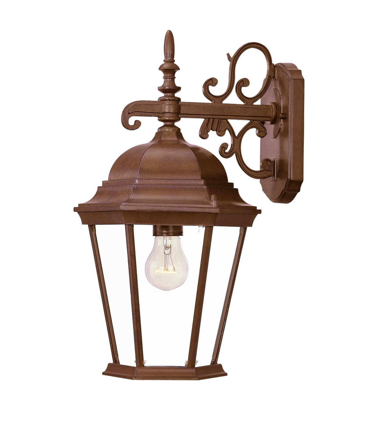 Decorative Narrow Domed Glass Lantern Wall Light for Porch or Living Room - Brown