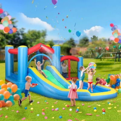 Inflatable Water Slide Bounce House w/ 550W Blower 12.6' x 9.5' x 5.9'