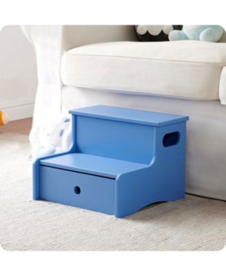 14" Wooden Toddler Step Stool for Kids with Storage for Bedroom, Bathroom & Kitchen