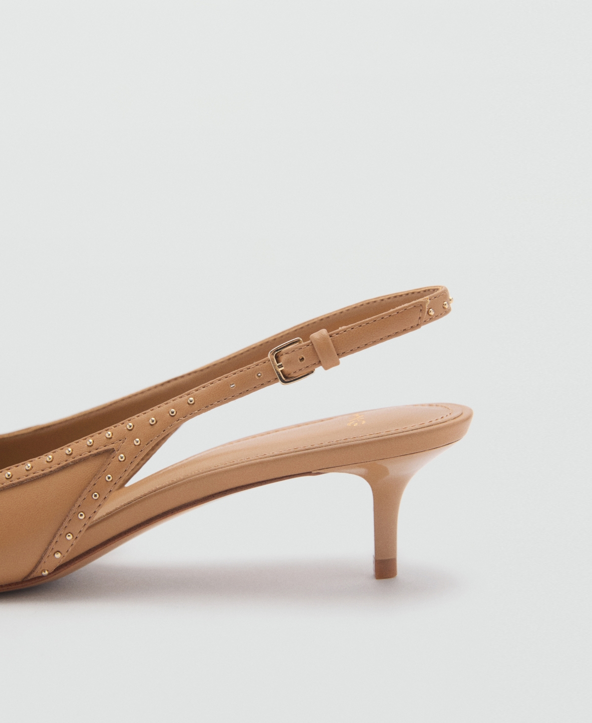 Mango Kitten-heel Shoes With Stud Detail Medium Brown In Medium Brown