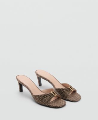 MANGO - Women's Metallic Detail Heeled Sandals
