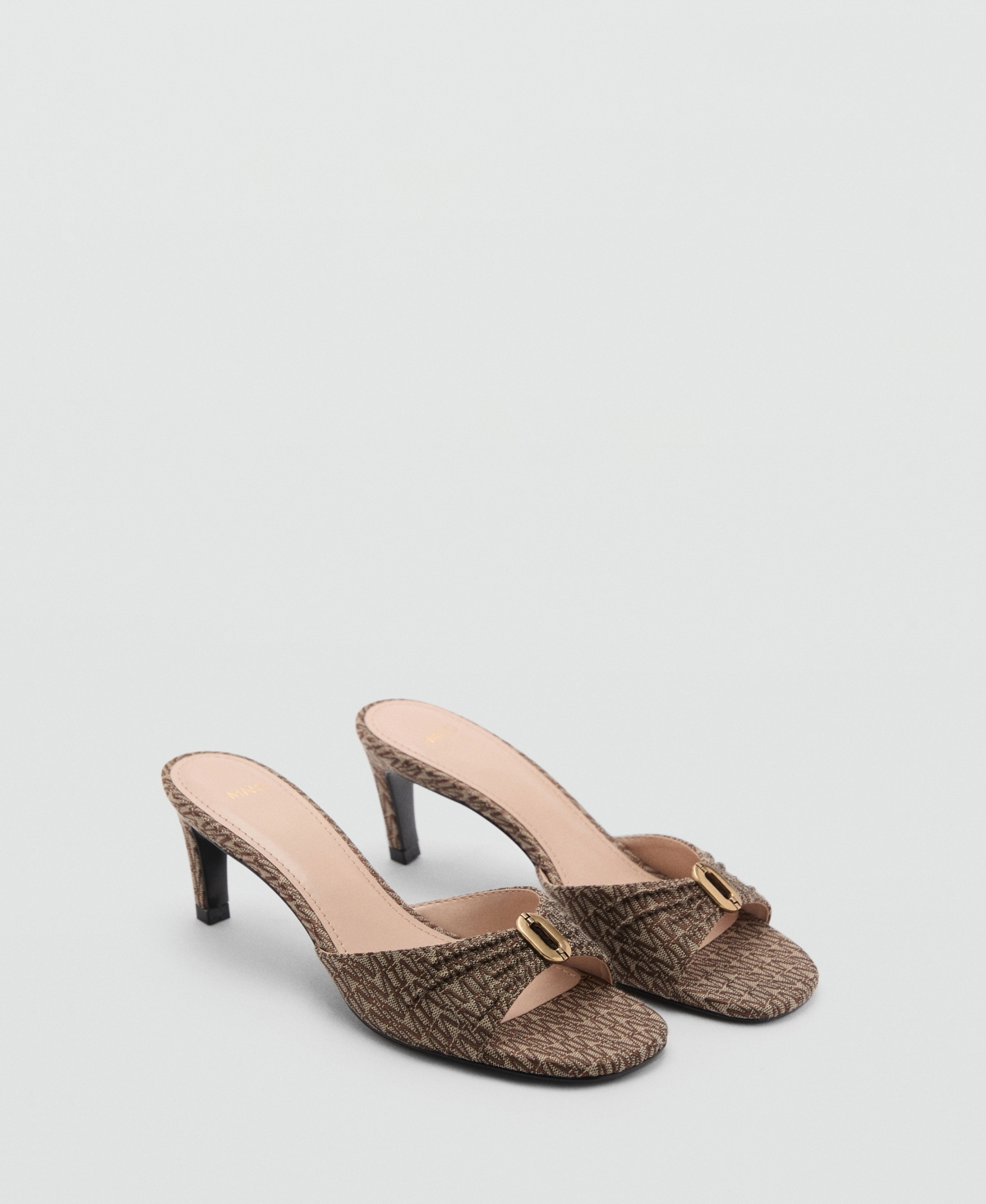 Mango Heeled Sandals With Metallic Detail Brown In Brown