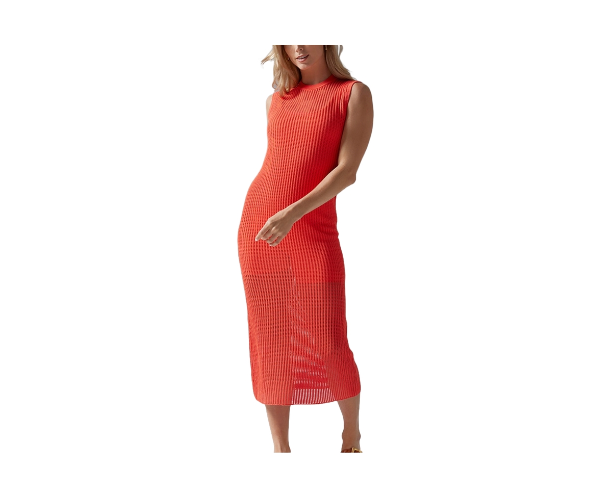 Women's Retreat Sleeveless Open Knit Dress - Hot coral