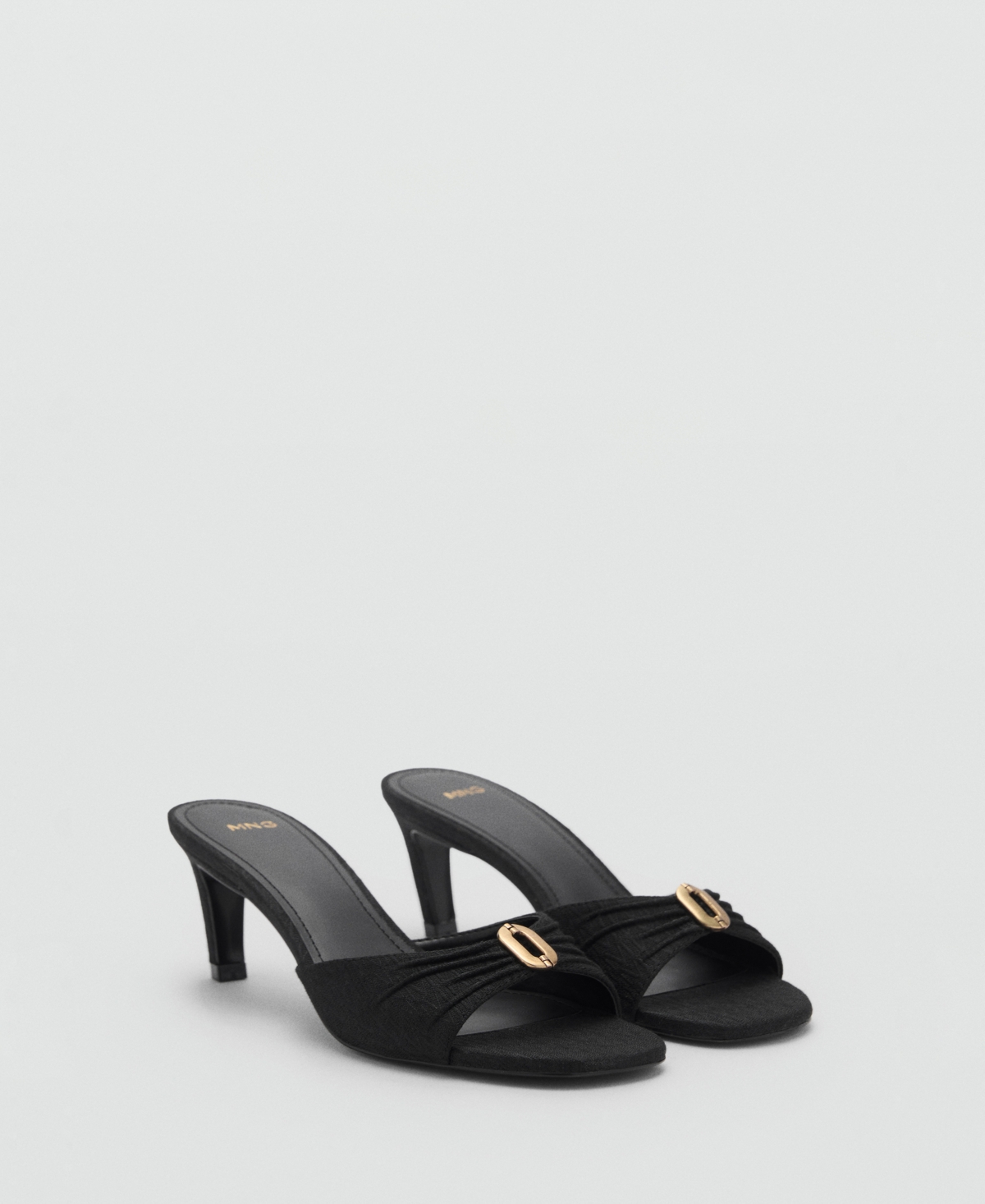 Shop Mango Women's Metallic Detail Heeled Sandals In Black